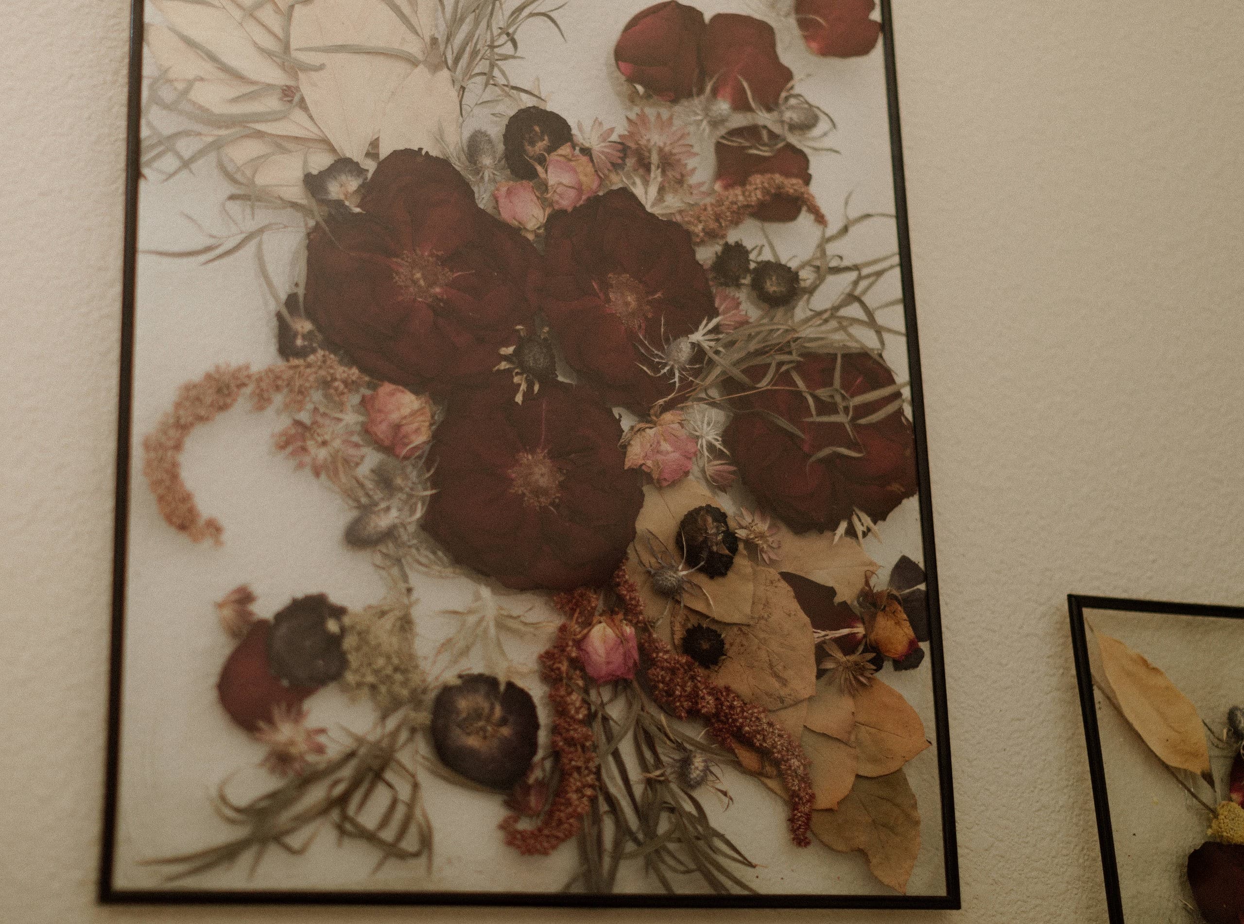 dried wedding bouquet framed