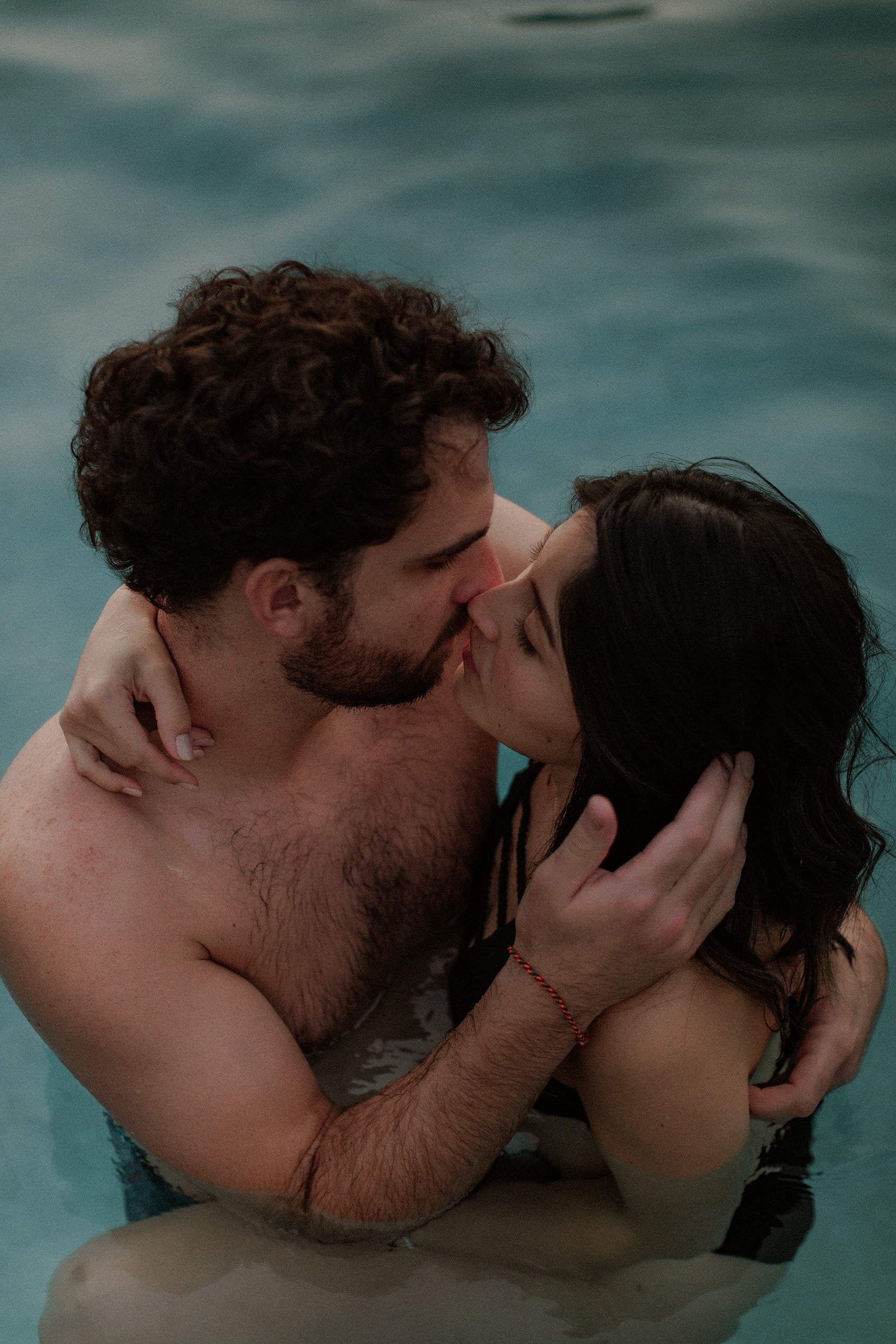 Romantic Las Vegas couples session in the pool by Las Vegas elopement Photographer