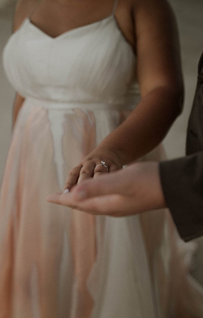 Close up ring picture during evening Las Vegas elopement