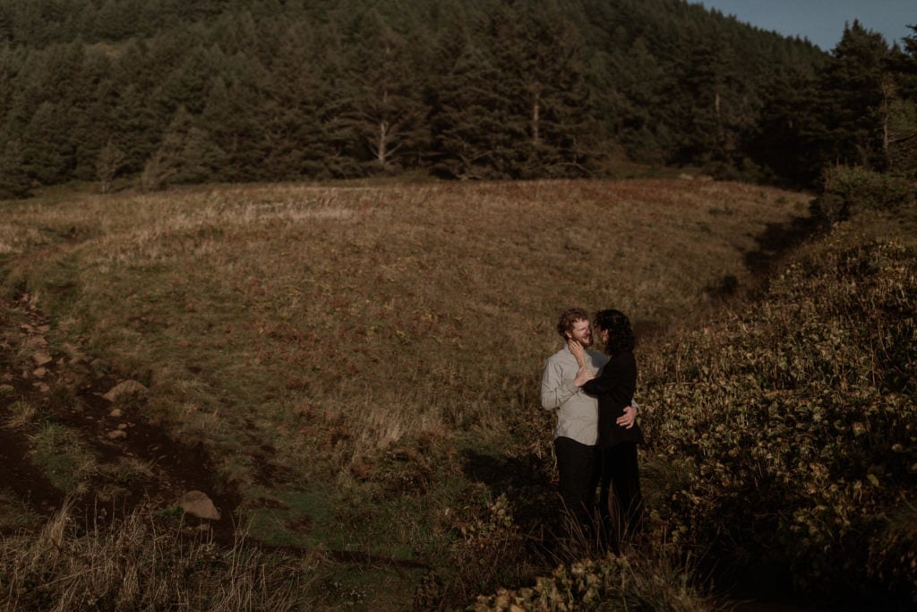 Eloping couple stands in the middle of the field for their Oregon elopement